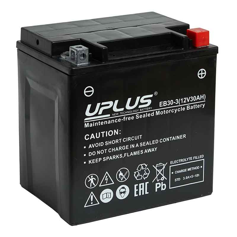 Мото аккумулятор UPLUS EB30-3 (12V 30Ah) (YB30L-B YIX30L YIX30L-BS)