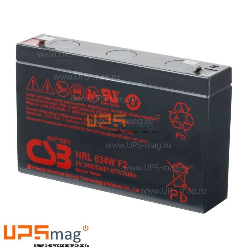 Аккумулятор CSB HRL 634W F2 (6V / 9Ah)