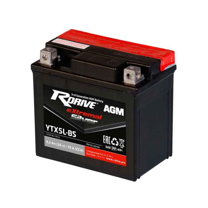 Аккумулятор RDRIVE EXTREMAL SILVER YTX5L-BS (12V / 4Ah)