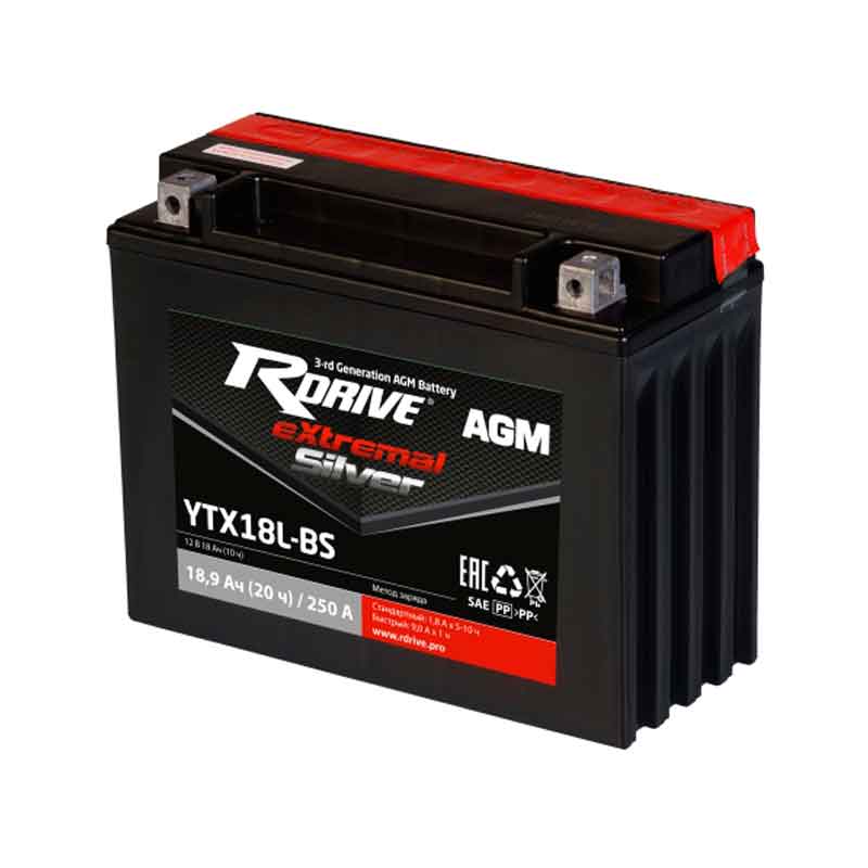 Аккумулятор RDRIVE EXTREMAL SILVER YTX18L-BS (12V / 18Ah)