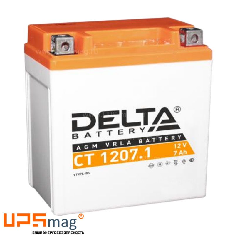 Мото аккумулятор Delta CT 1207.1 (12V / 7Ah / 100A (CCA))
