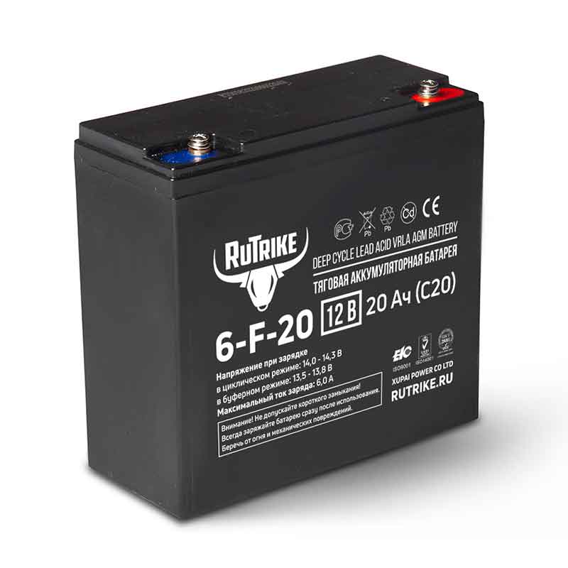 Аккумулятор тяговый RuTrike 6-F-20 (12V / Ah C5) GEL