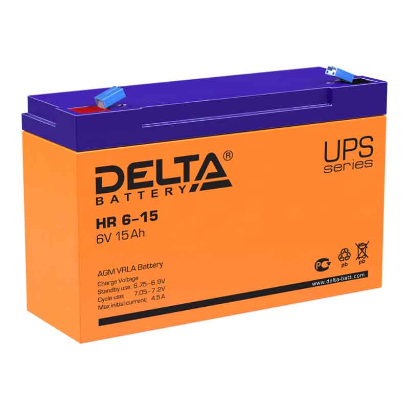 Аккумулятор Delta HR 6-15 (6V / 15Ah)