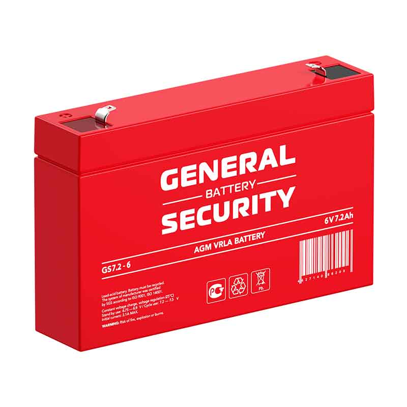 Аккумулятор General Security GS 7.2-6 (6V / 7.2Ah)