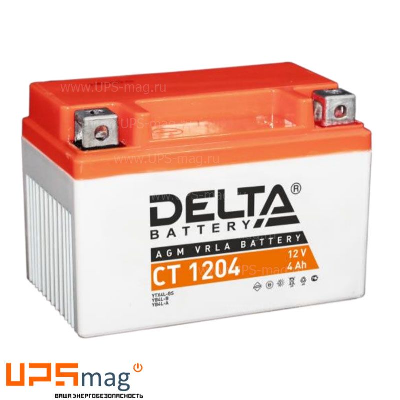 Мото аккумулятор Delta CT 1204 (12V / 4Ah / 50A (CCA))