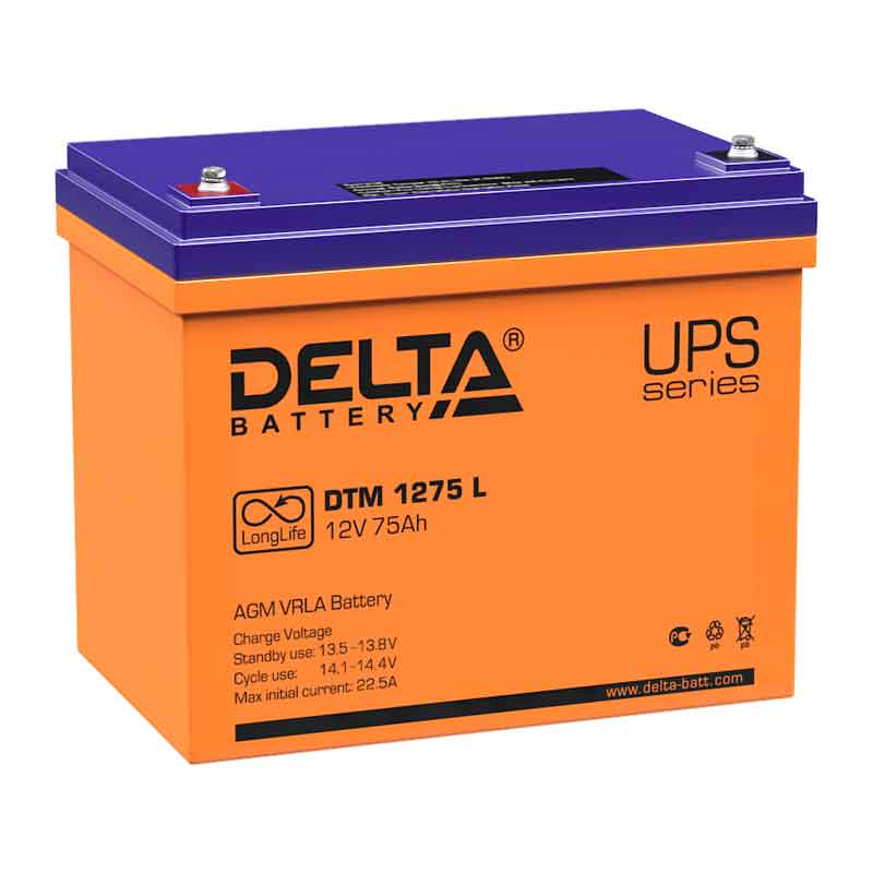 Аккумулятор Delta DTM 1275L (12V / 75Ah)