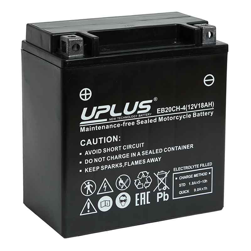 Мото аккумулятор UPLUS EB20CH-4 (12V 18Ah) (YTX16-BS YTX20CH-BS)