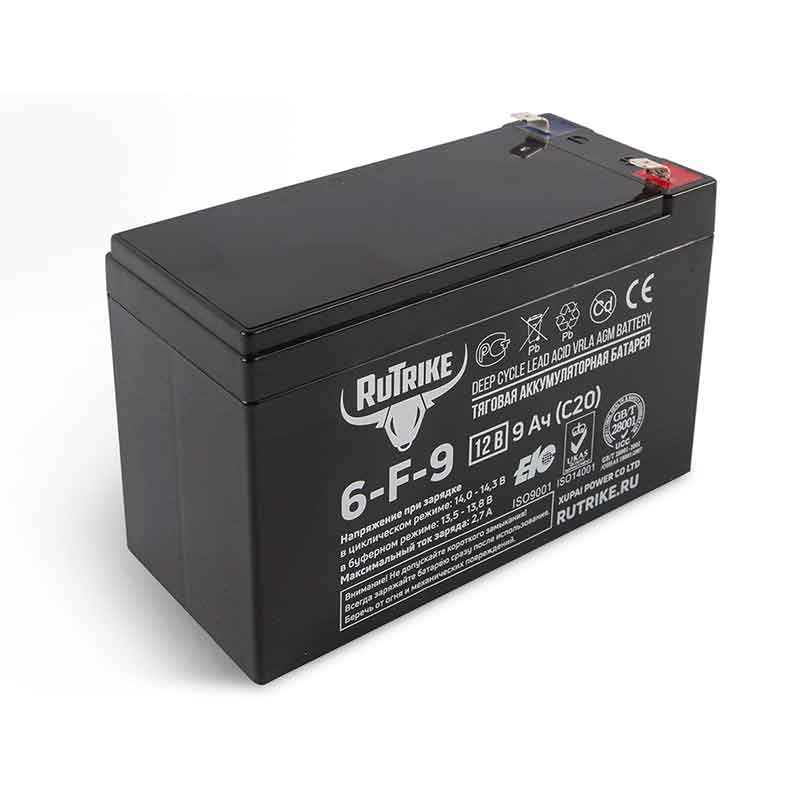 Аккумулятор тяговый RuTrike 6-F-9 (12V / Ah C5) GEL