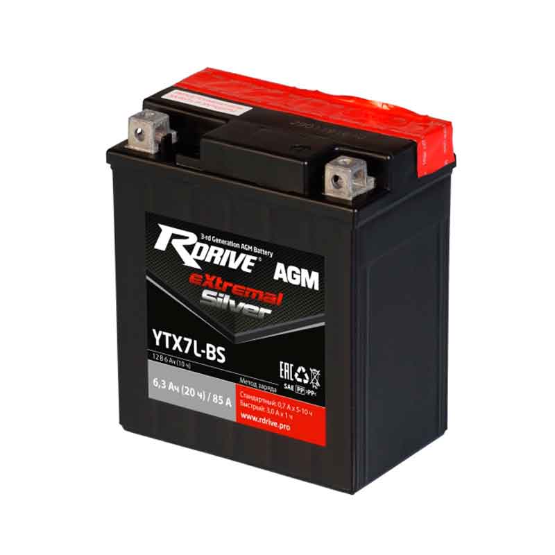 Аккумулятор RDRIVE EXTREMAL SILVER YTX7L-BS (12V / 6Ah)