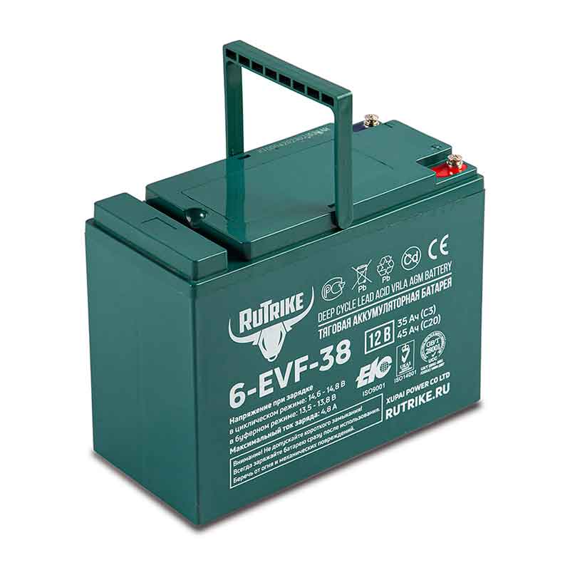 Аккумулятор тяговый RuTrike 6-EVF-38 (12V / 40Ah C5) GEL