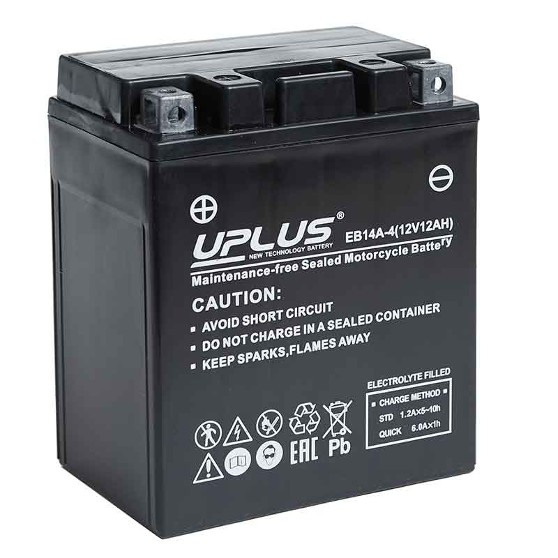 Мото аккумулятор UPLUS EB14A-4 (12V 12Ah) (YB14-BS YTX14AH YTX14AH-BS)