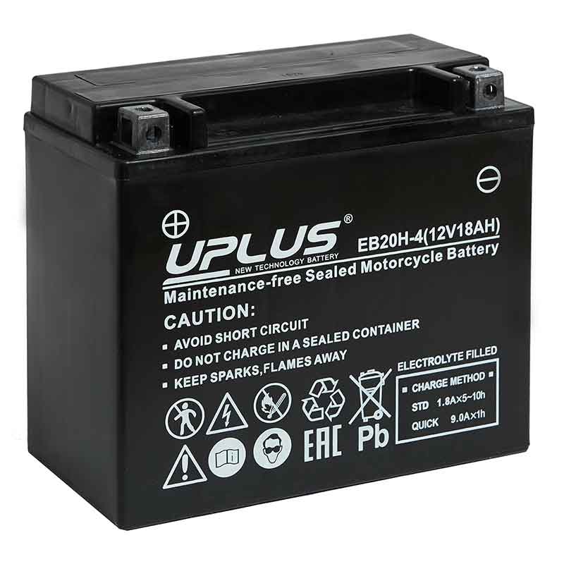 Мото аккумулятор UPLUS EB20H-4 (12V 18Ah) (YTX20H YTX20-BS YB16-B-CX YB16-B YB18-A YTX20H-BS)