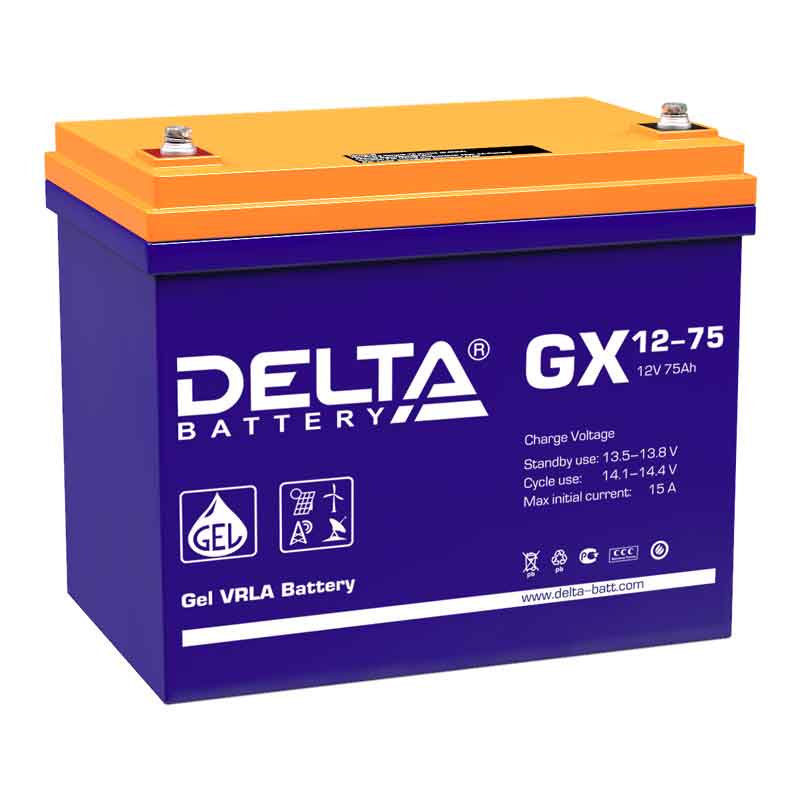 Аккумулятор Delta GX 12-75 (12V / 75Ah)