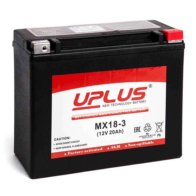 Мото аккумулятор UPLUS MX18-3 (12V 20Ah) (Y50-N18L-A YTX18 Y50-N18-A3)