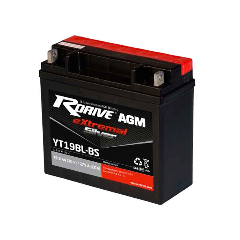 Аккумулятор RDRIVE EXTREMAL SILVER YT19BL-BS (12V / 18Ah)