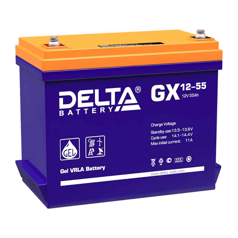 Аккумулятор Delta GX 12-55 (12V / 55Ah)