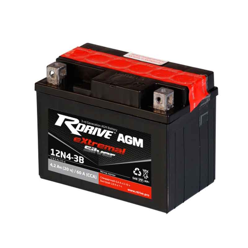 Аккумулятор RDRIVE EXTREMAL SILVER 12N4-3B (12V / 4Ah)