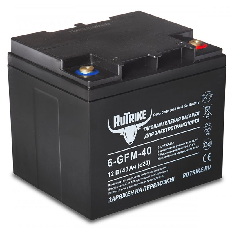 Аккумулятор тяговый RuTrike 6-GFM-40 (12V / Ah C5) GEL