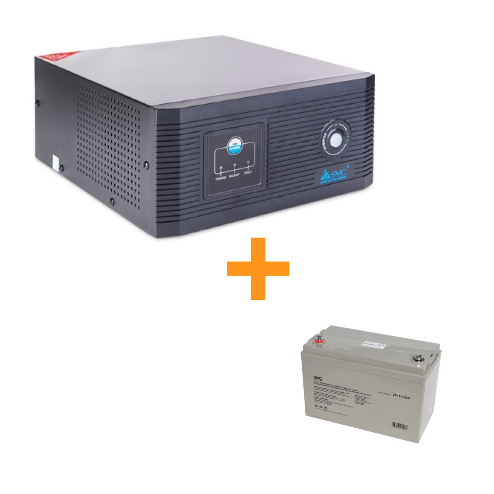 Инвертор SVC DIL-600 + АКБ SVC 100Ач (8 часов автономии)