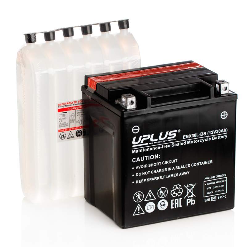 Мото аккумулятор UPLUS EBX30L-BS (12V 30Ah) (YIX30L YIX30L-BS YTX30L-BS)