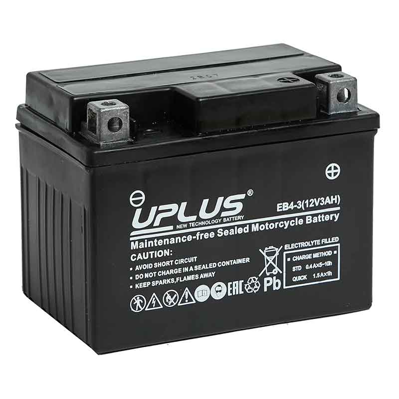 Мото аккумулятор UPLUS EB4-3 (12V 3Ah) (YB4L-B YB4L-A YTX4L-BS)