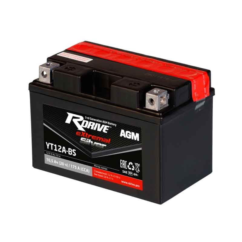 Аккумулятор RDRIVE EXTREMAL SILVER YT12A-BS (12V / 10Ah)